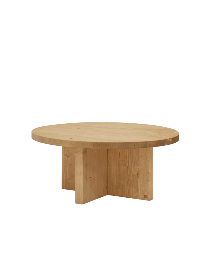 Round solid wood coffee table in medium oak finish available in various sizes