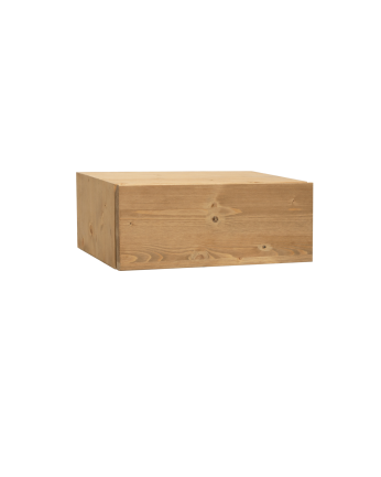 Solid floating oak bedside table in a medium oak tone measuring 40cm