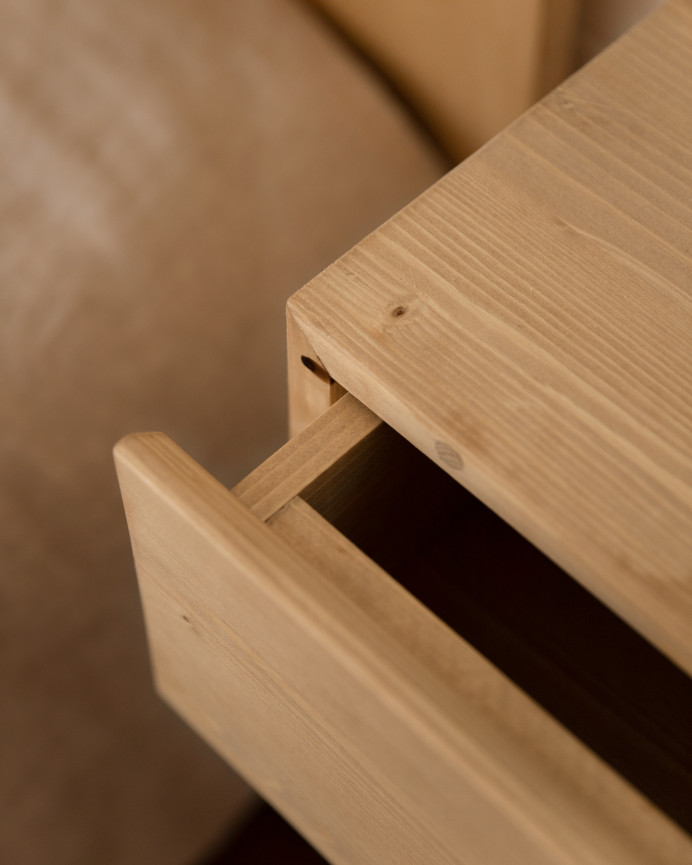 Pack solid wood headboard and floating nightstands in medium oak tone in various sizes.