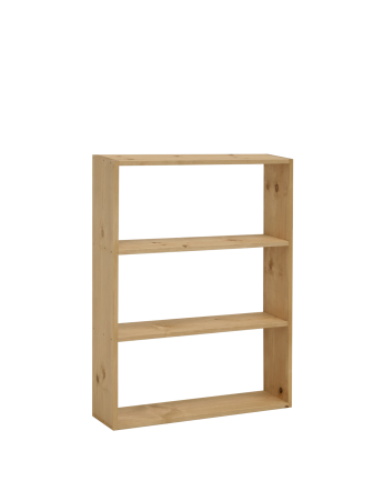 Solid wood shelving unit in medium oak tone with 2 shelves