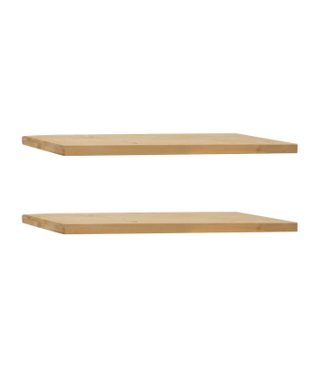 Pack of 2 solid wood floating shelves, medium oak finish, in various sizes