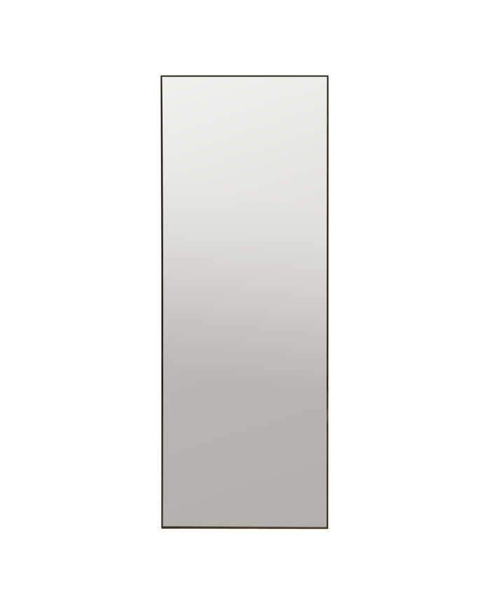 Rectangular stainless steel mirror in black tone measuring 58x158x2cm.