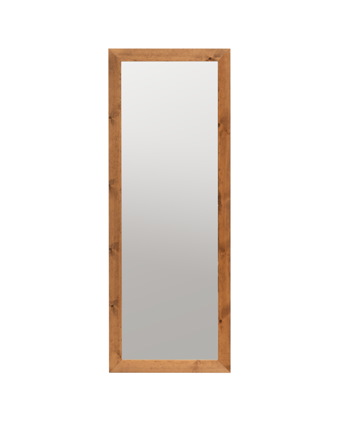 Rectangular pine wood mirror in natural tone measuring 60x160cm.