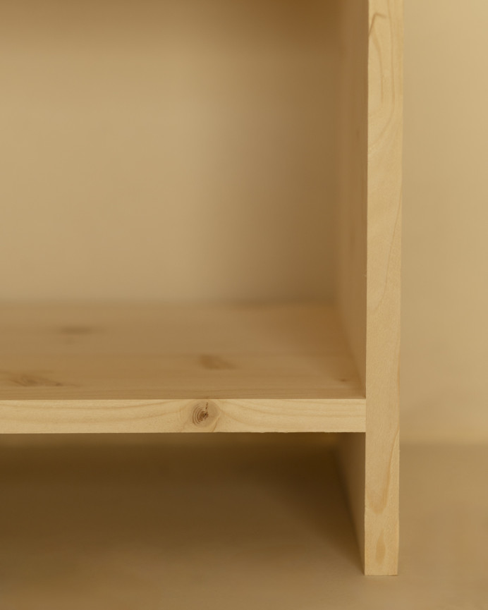 Set of 2 solid wood bedside tables with a single drawer in a natural tone, available in various sizes.