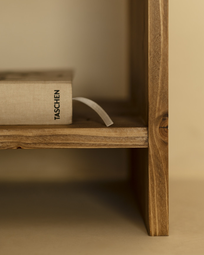 Set of 2 solid wood bedside tables with a drawer in a dark oak tone in various sizes