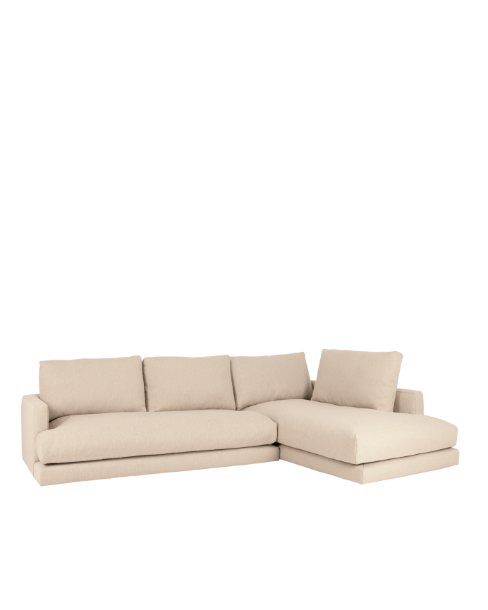 Beige chaise longue sofa in different sizes.
