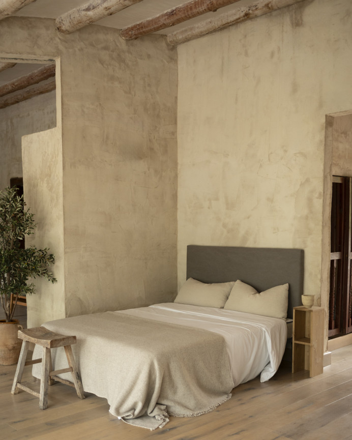 Upholstered headboard in dark gray color in various measurements.