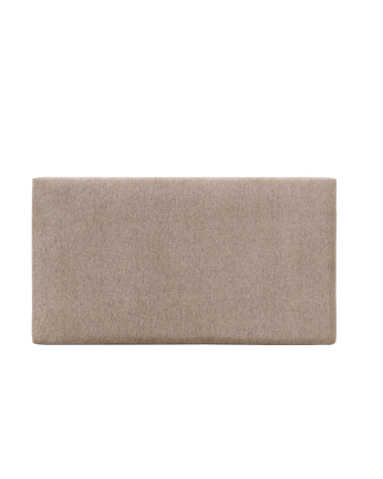 Upholstered headboard in light brown color available in various sizes.