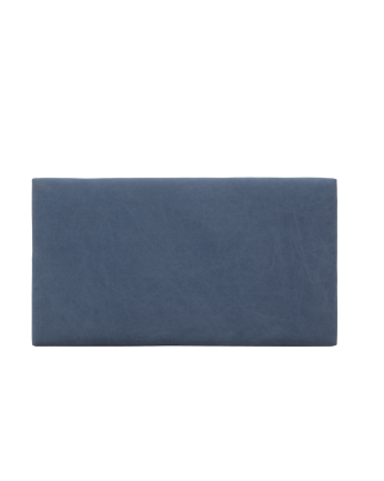 Upholstered headboard in blue color available in various sizes.