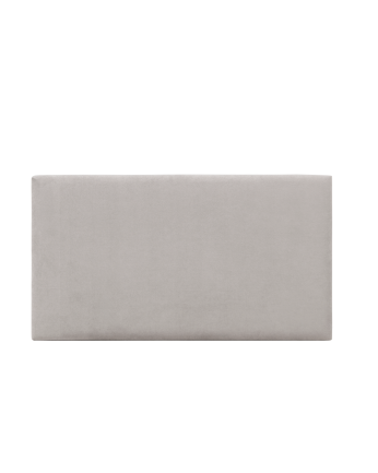Upholstered headboard in light gray color available in various sizes.