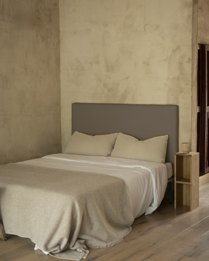 Upholstered headboard in brown color in various sizes.