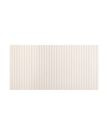 Slotted solid wood headboard in white tone available in various sizes.
