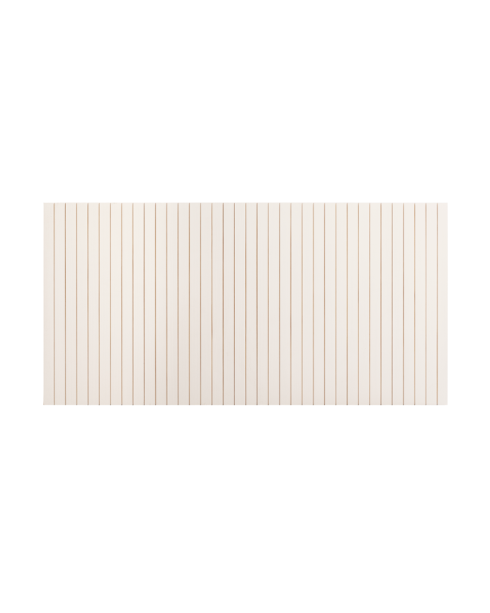 Slotted solid wood headboard in white tone available in various sizes.