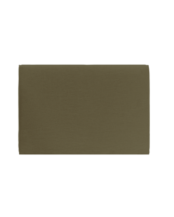 Upholstered headboard in removable green linen in various sizes.