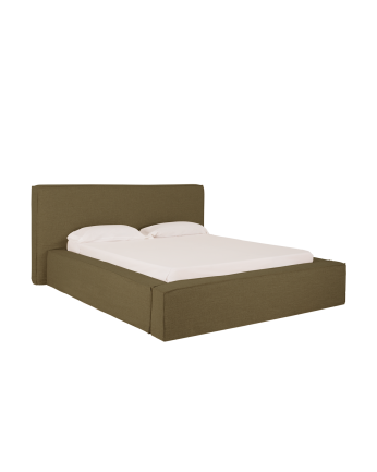 Removable green linen bed for mattresses of various sizes.
