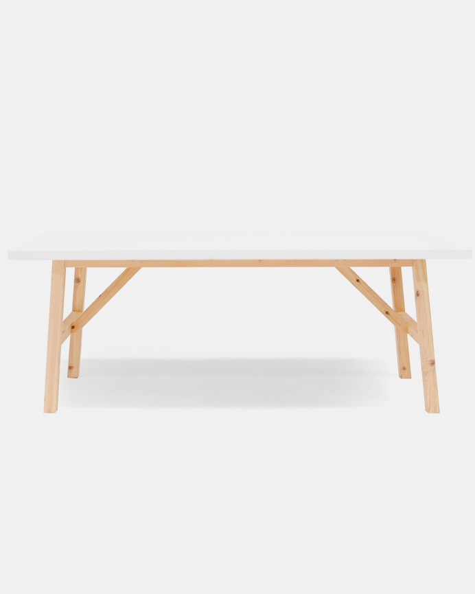 Solid wood dining table in white tone available in various sizes