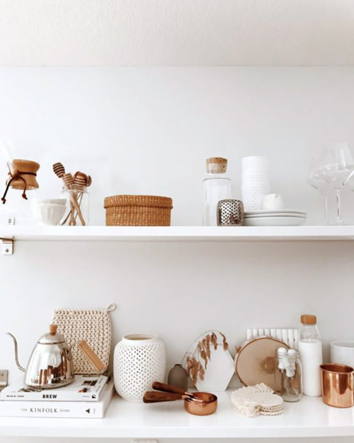 Solid wood floating shelf in white finish, various sizes