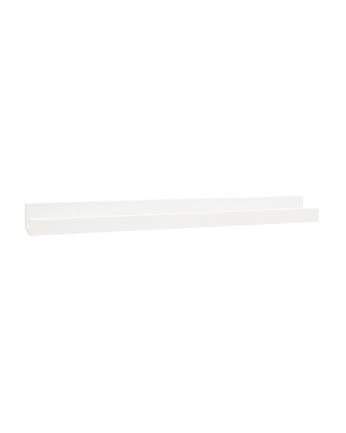 Solid wood floating shelf in white tone, available in various sizes.
