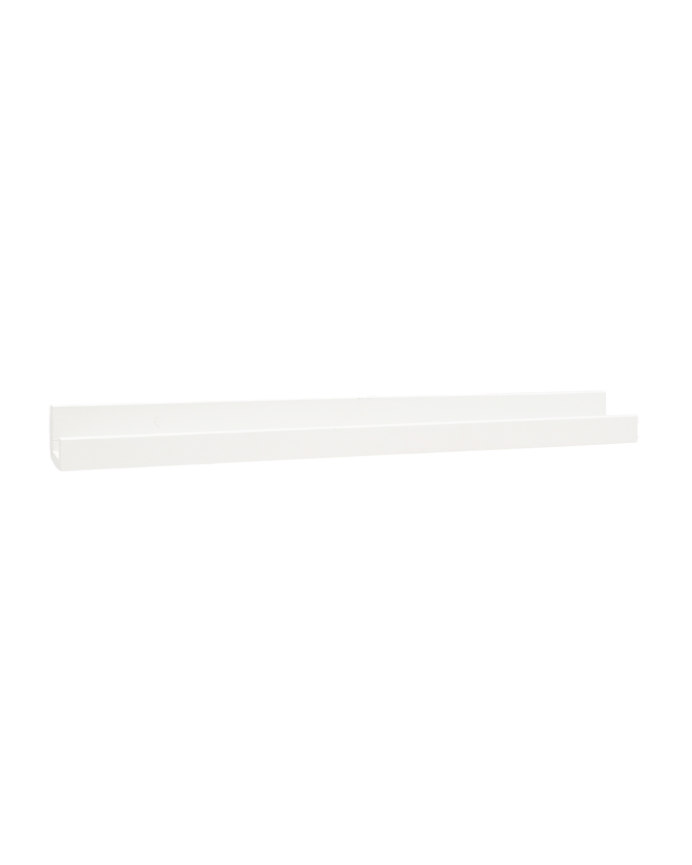Solid wood floating shelf in white tone, available in various sizes.