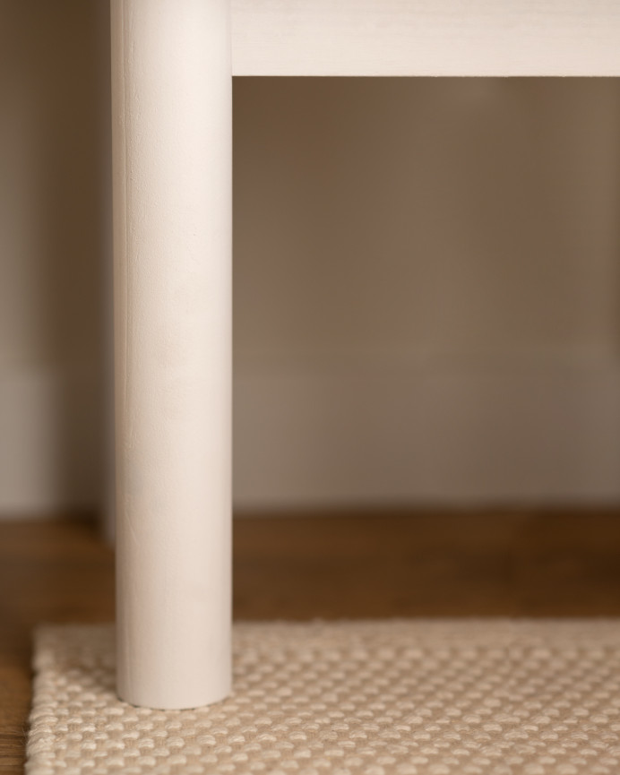 Pack of 2 solid wood bedside tables with a drawer and white linen tone measuring 45x40cm