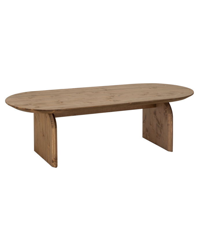 Solid wood oval coffee table in dark oak tone of various sizes