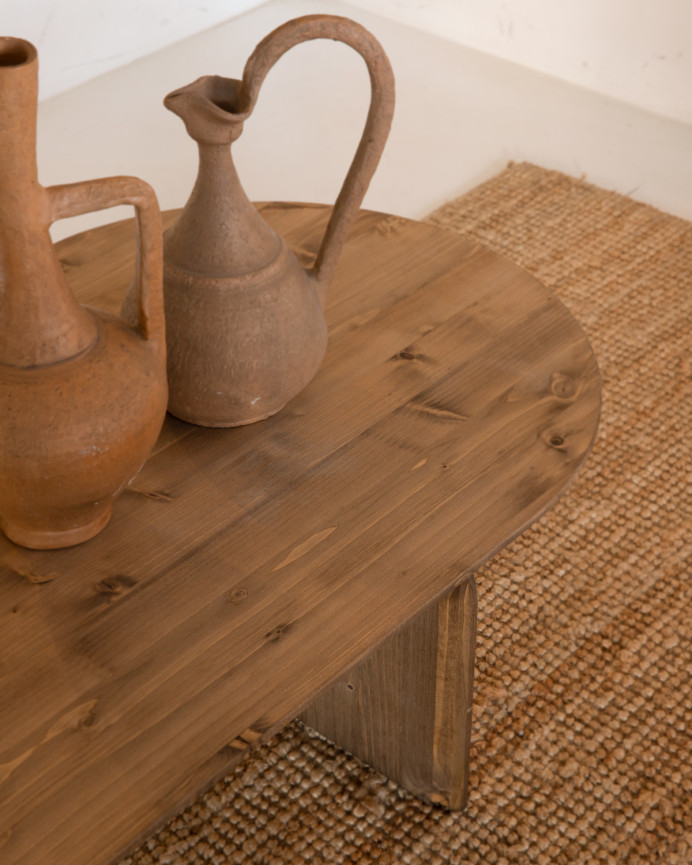 Solid wood oval coffee table in dark oak tone of various sizes