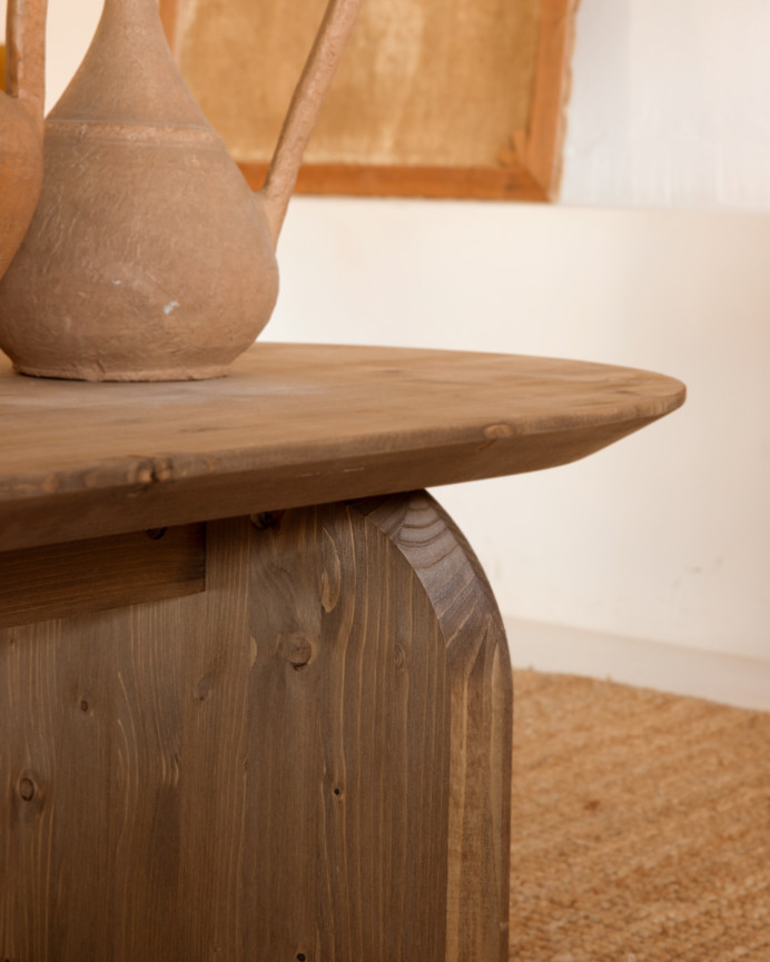 Solid wood oval coffee table in dark oak tone of various sizes