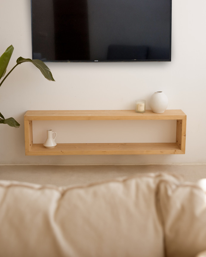 Solid wood TV stand in medium oak tone available in various sizes