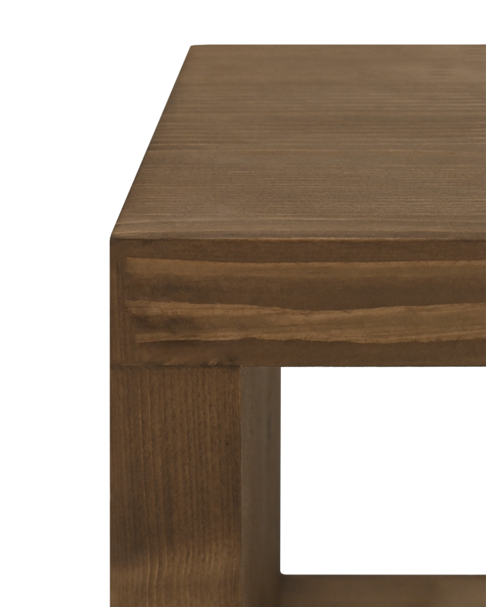 Solid wood TV stand in a dark oak tone of various sizes.