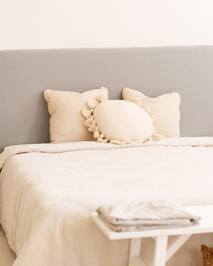 Upholstered cotton headboard in gray color available in various sizes