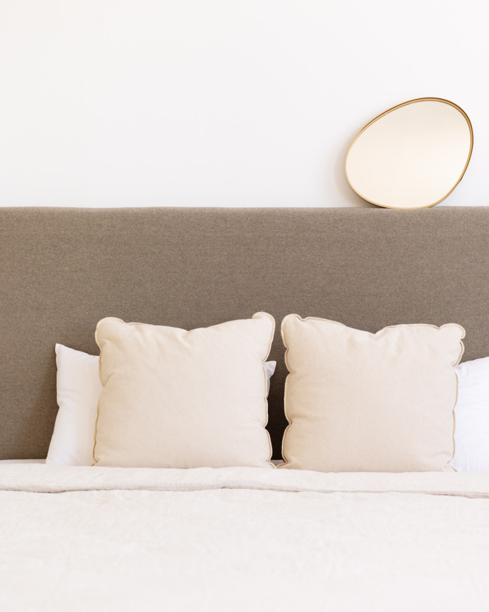 Upholstered cotton headboard in brown color of various sizes