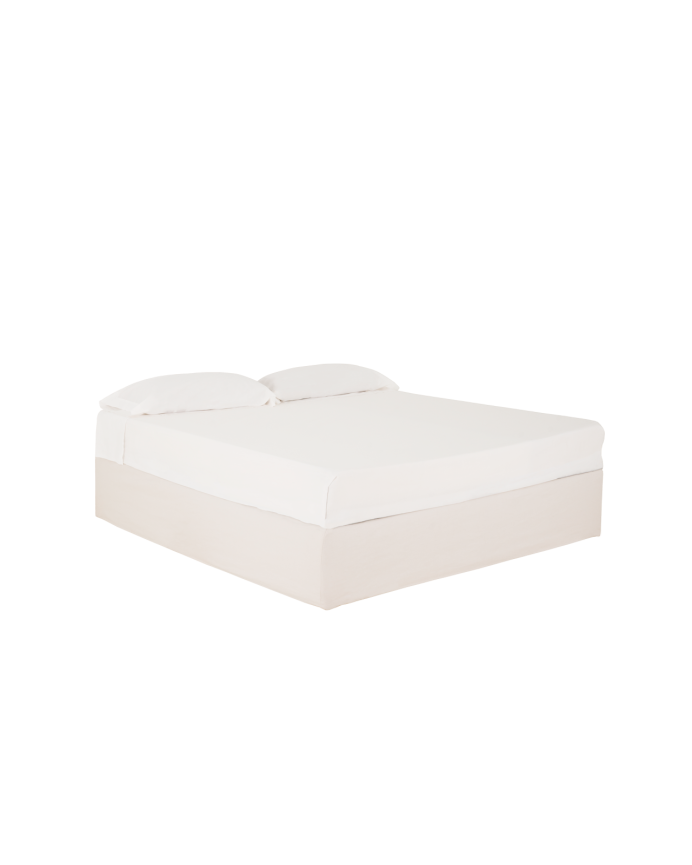 Removable white linen bed base cover for mattresses of various sizes