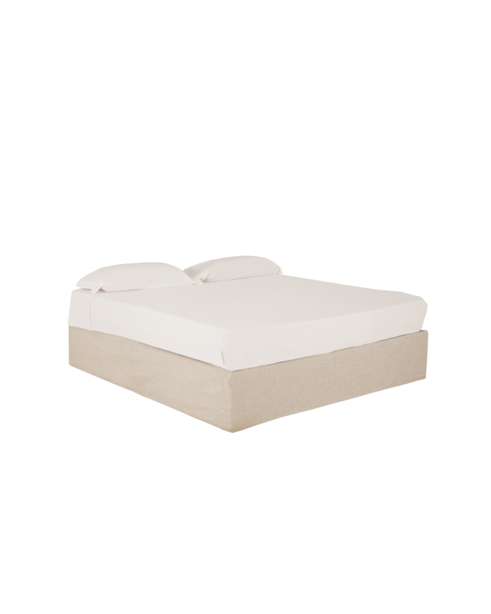 Removable beige linen bed base cover for mattresses of different sizes