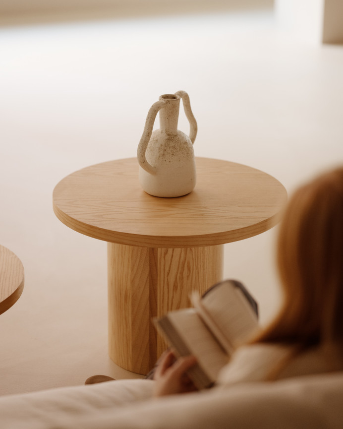 Round ash wood coffee table in various sizes