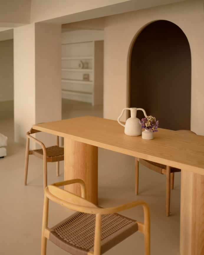 Rectangular ash wood dining table available in various sizes.
