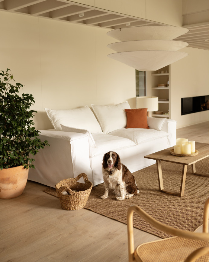 Removable white linen sofa cover available in various sizes.