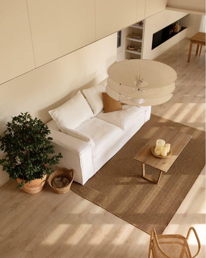 Removable white linen sofa cover available in various sizes.