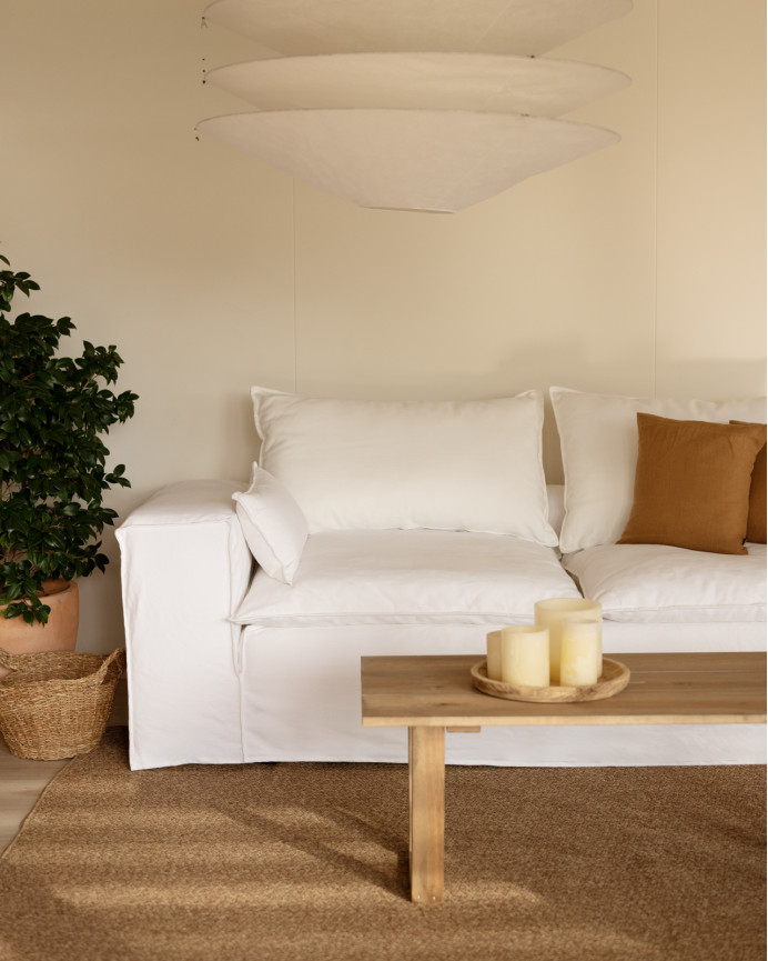 Removable white linen sofa cover available in various sizes.