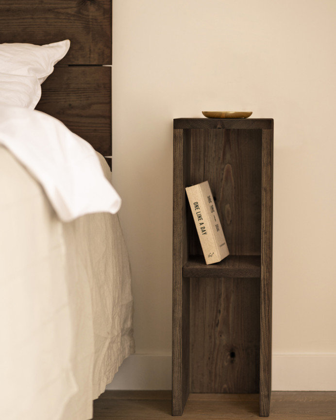 Solid walnut wood bedside or side table measuring 60x20cm.
