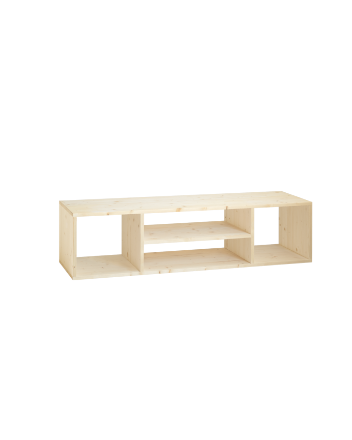 Solid wood TV unit in natural tone measuring 160x40cm