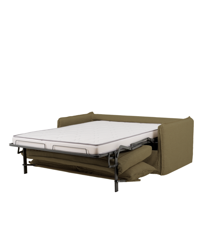 Green cotton and linen removable sofa bed measuring 185x95cm.