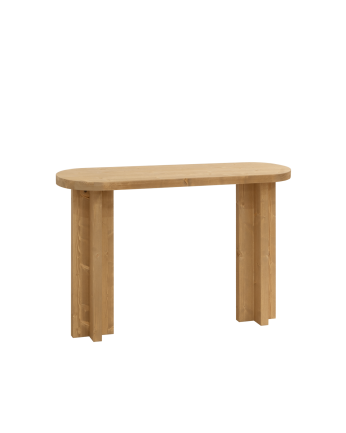 Solid wood console table in a medium oak tone measuring 120x80cm.
