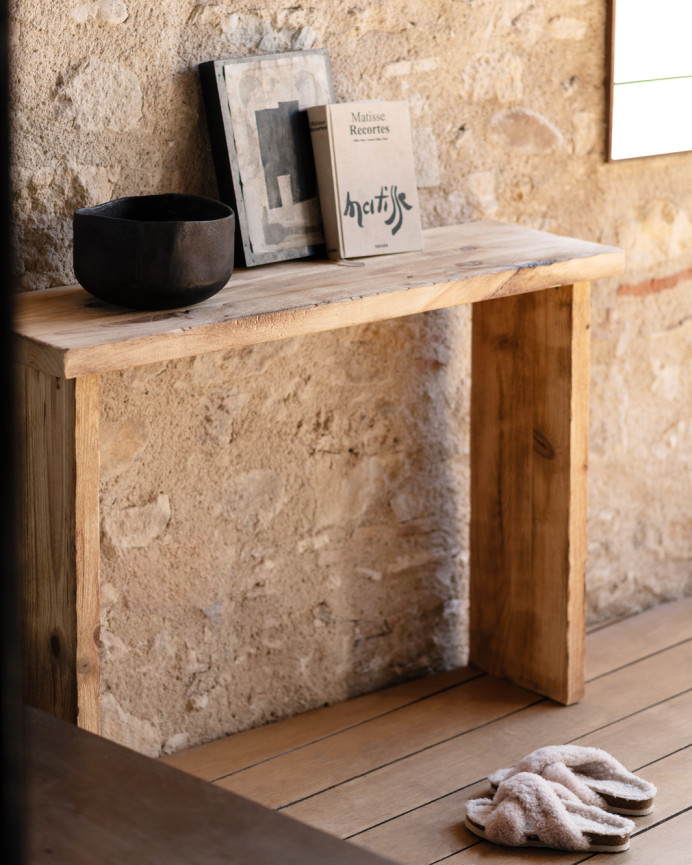 Rustic solid wood console table of 109x80cm