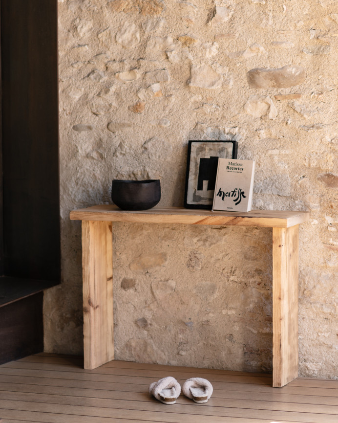 Rustic solid wood console table of 109x80cm
