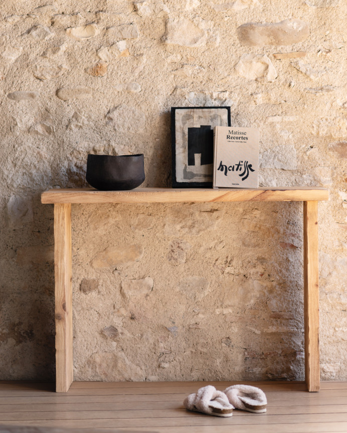 Rustic solid wood console table of 109x80cm