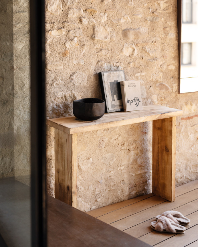 Rustic solid wood console table of 109x80cm