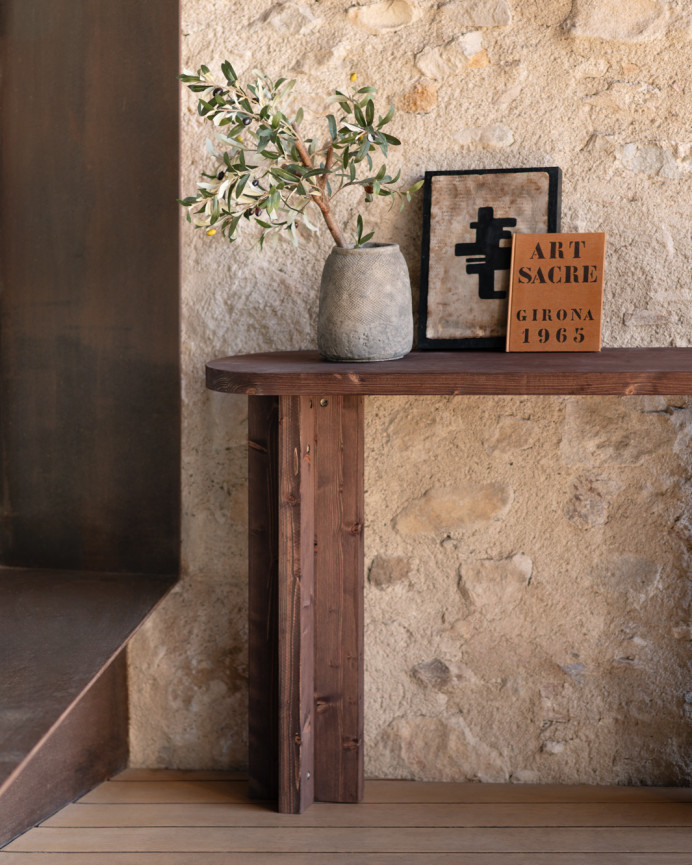 Solid walnut wood console table 120x80cm