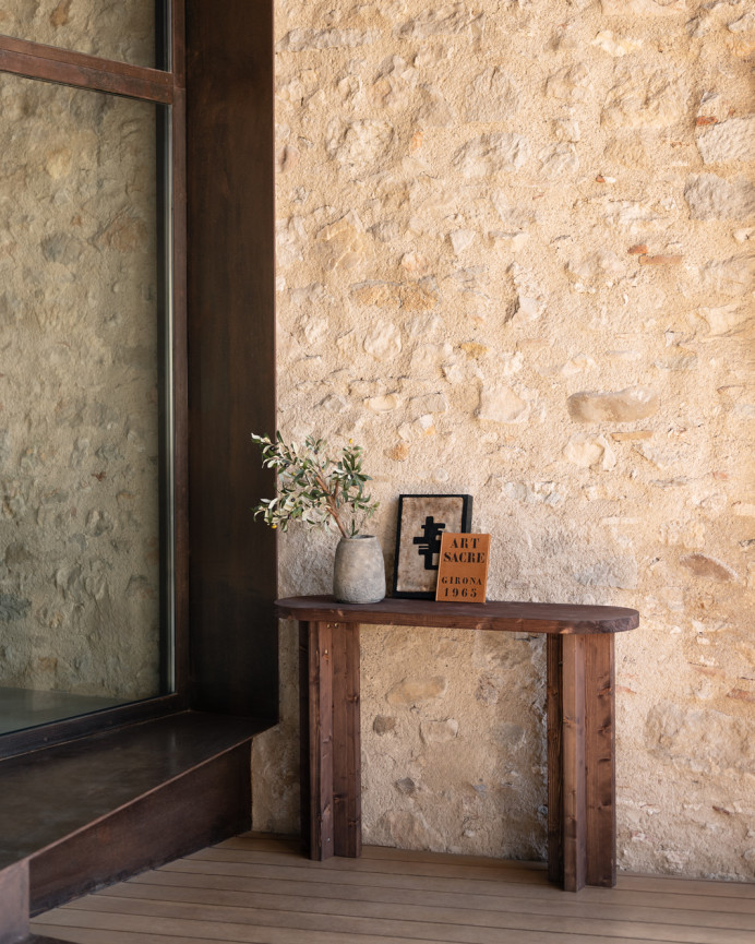Solid walnut wood console table 120x80cm