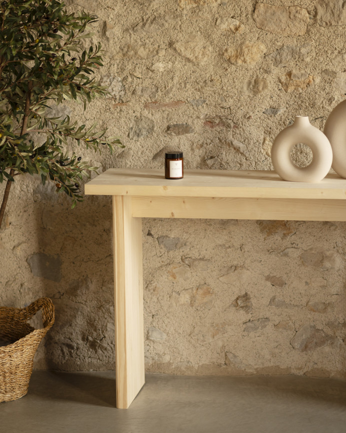 Solid wood console in a natural tone of 120x80cm