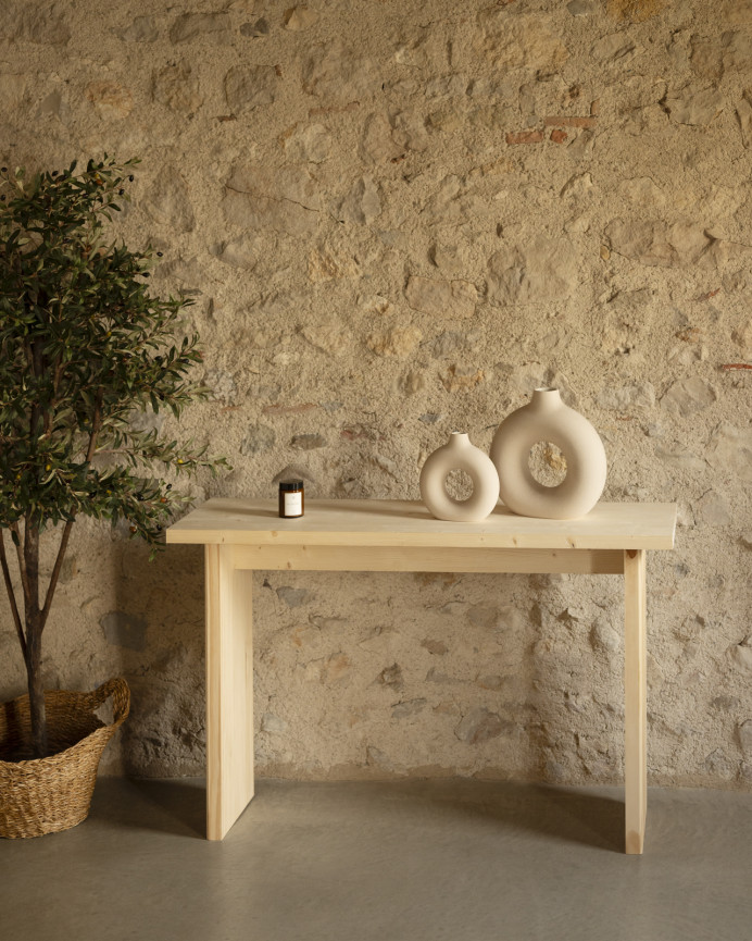 Solid wood console in a natural tone of 120x80cm